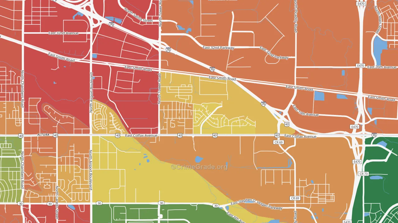 Tower Triangle, Aurora, CO Map of Assault Rates