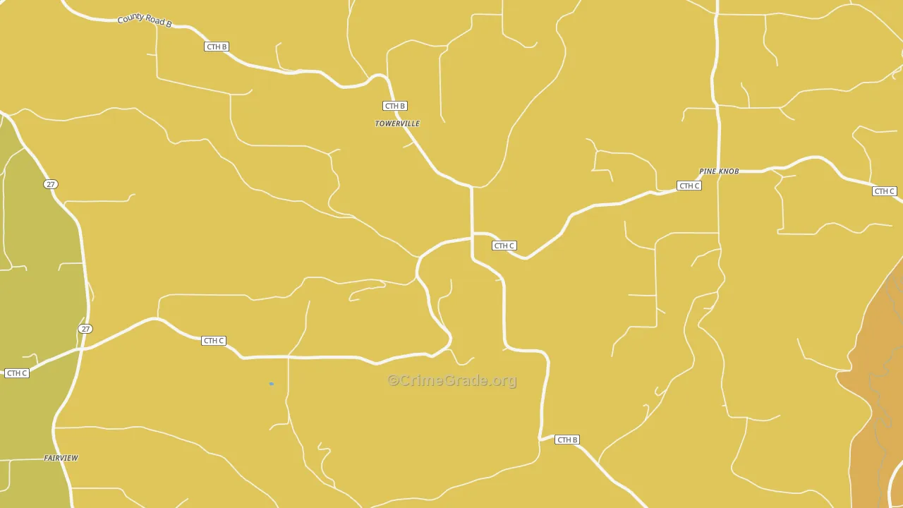 Towerville, WI Map of Assault Rates