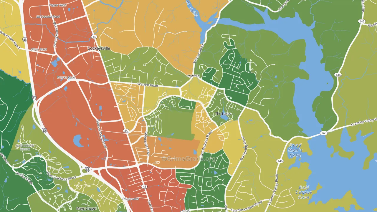 Town and Country North, Cockeysville, MD Map of Assault Rates
