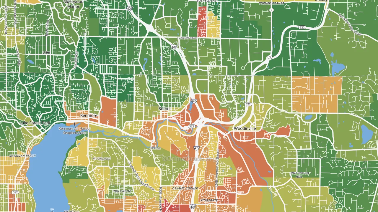 Town Center, Woodinville, WA Map of Assault Rates