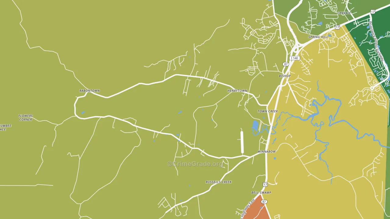Town Creek, NC Map of Assault Rates