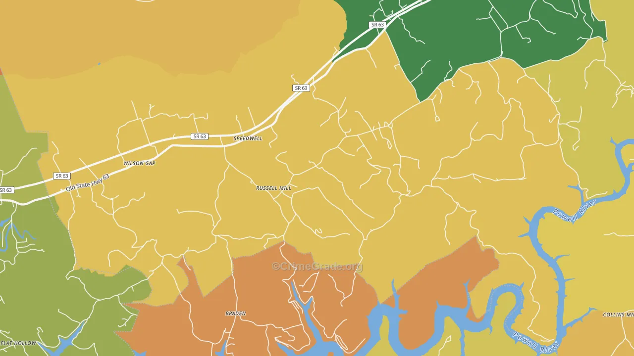 Town Creek, TN Map of Assault Rates