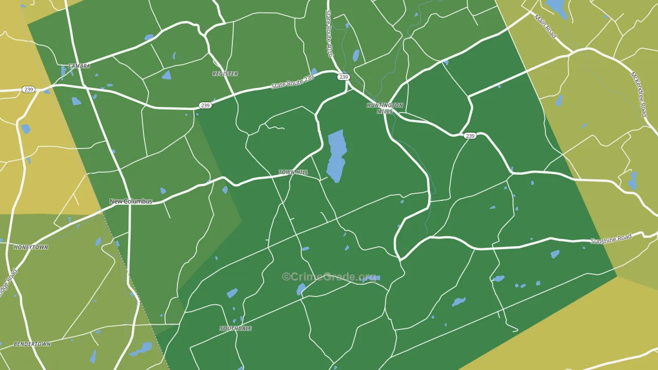 Town Hill, PA Map of Assault Rates