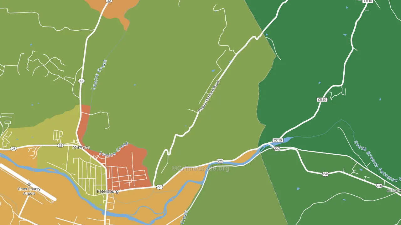 Town Hill, WV Map of Assault Rates