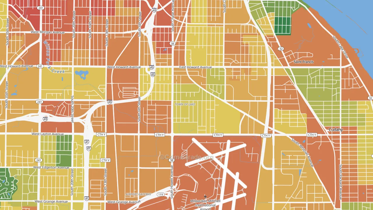 Town of Lake, Milwaukee, WI Map of Assault Rates