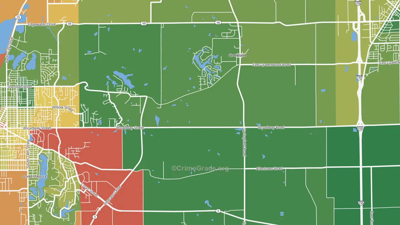 Towne Oaks, IL Map of Assault Rates