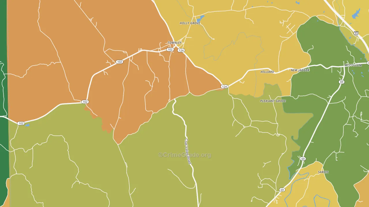 Townley, AL Map of Assault Rates