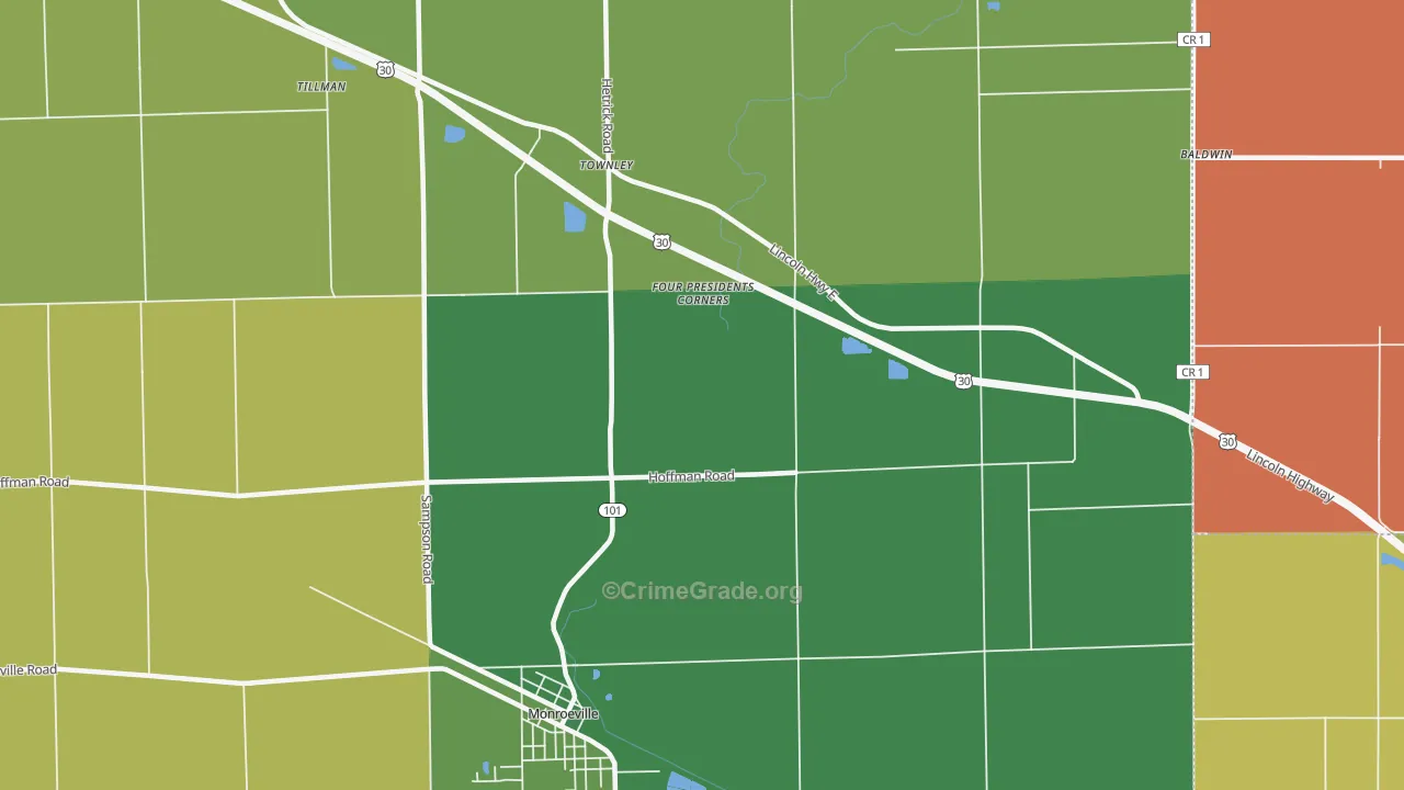 Townley, IN Map of Assault Rates