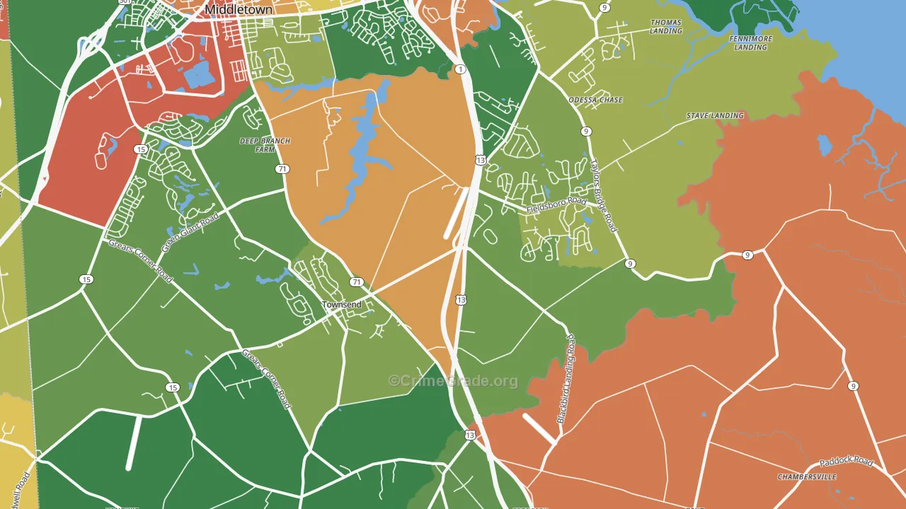 Townsend, DE Map of Assault Rates