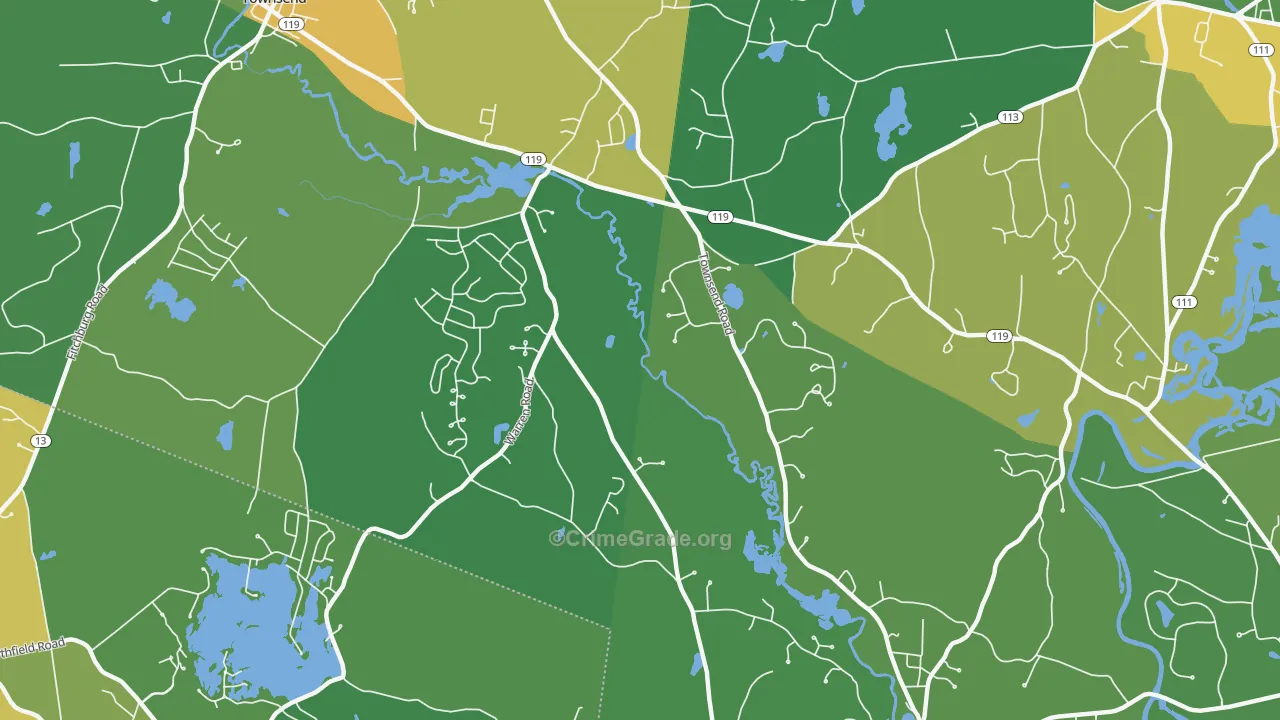 Townsend Harbor, MA Map of Assault Rates