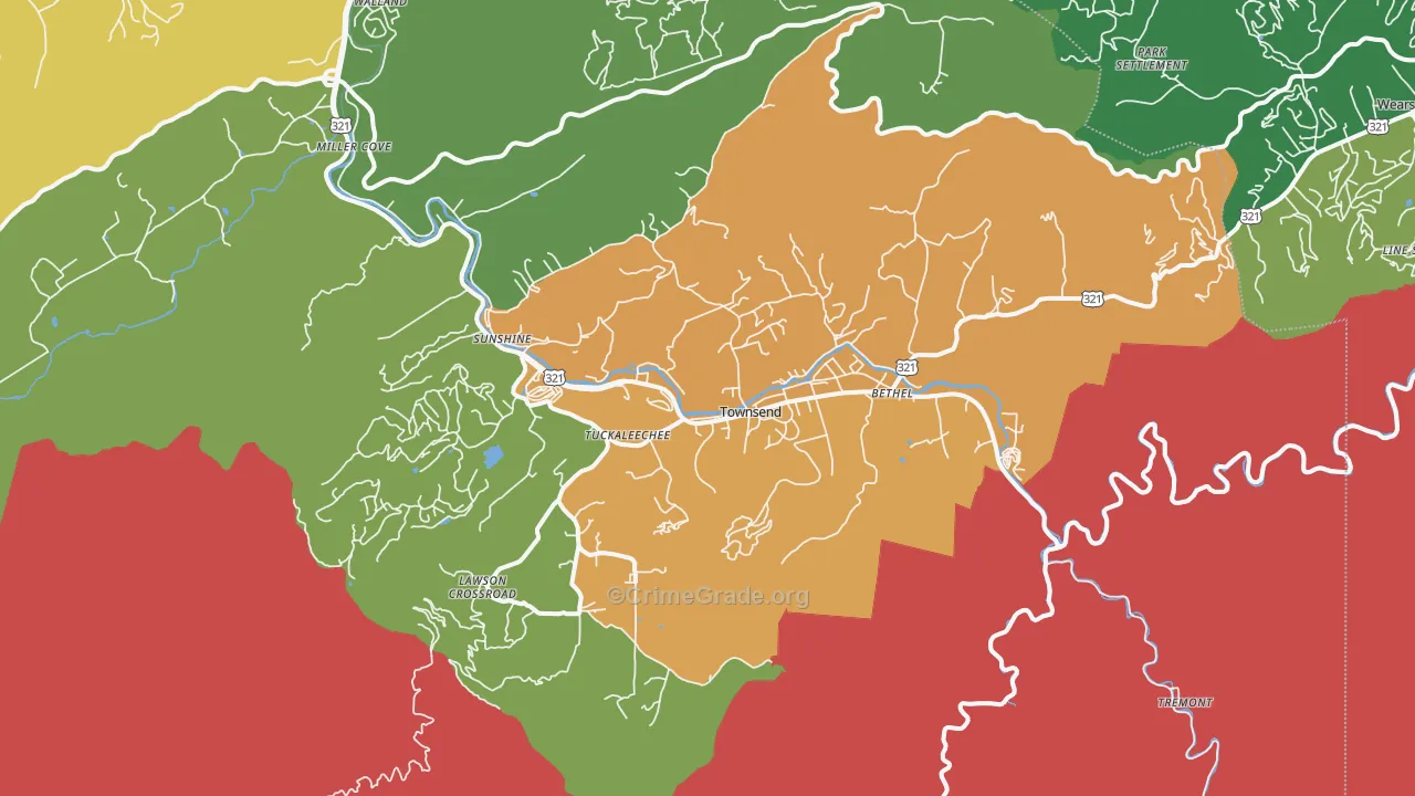 Townsend, TN Map of Assault Rates