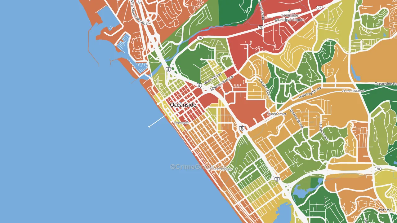 Townsite, Oceanside, CA Map of Assault Rates