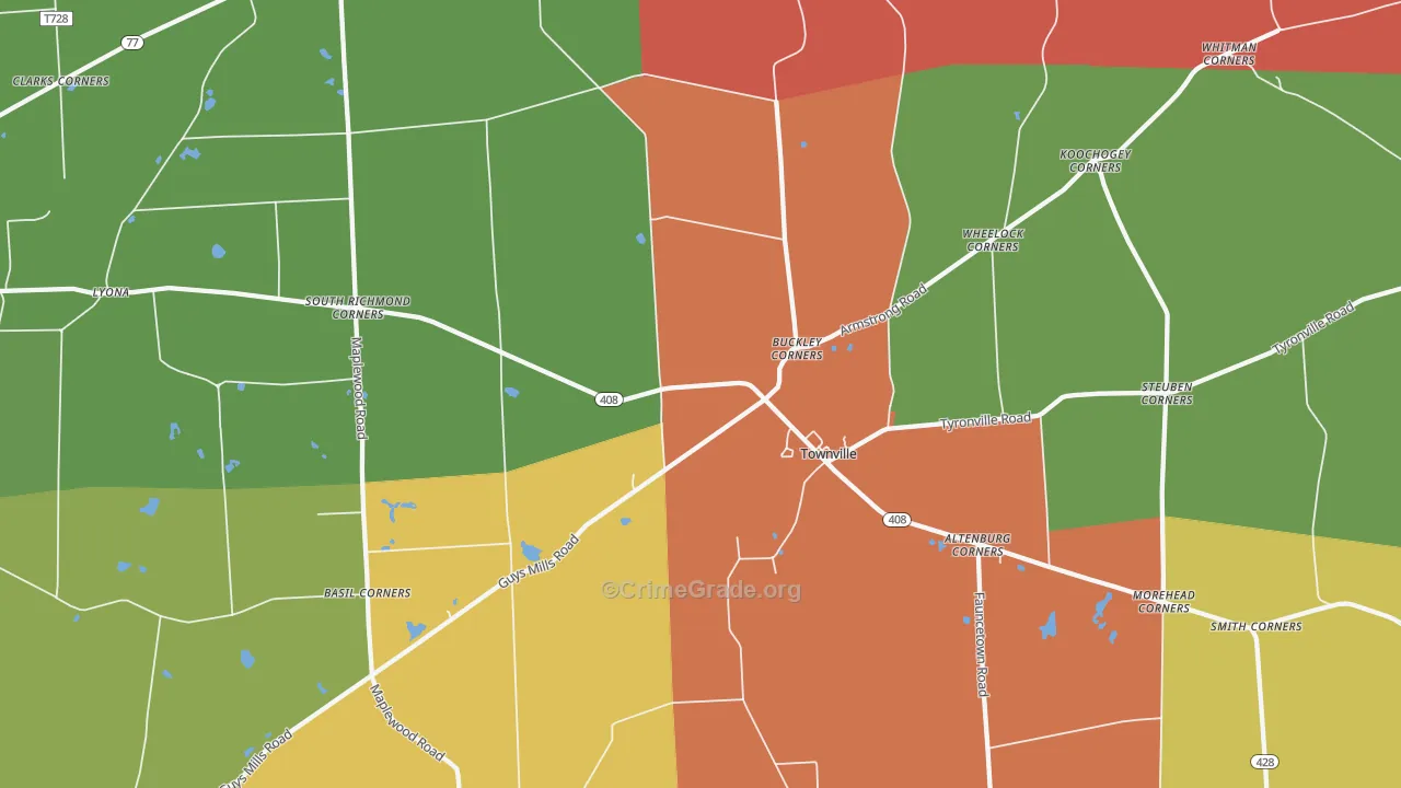 Townville, PA Map of Assault Rates
