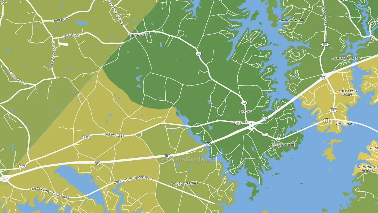 Townville, SC Map of Assault Rates