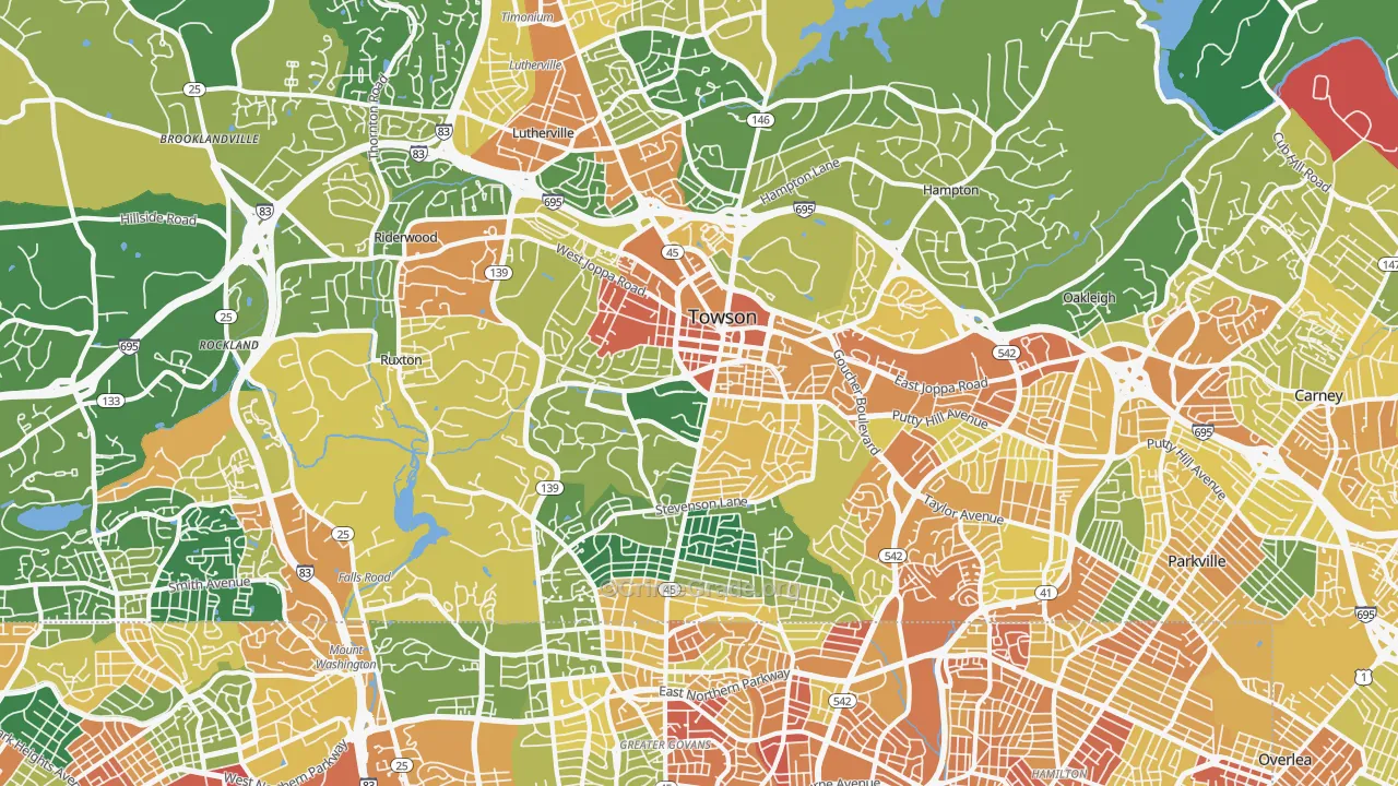 Towson, MD Map of Assault Rates