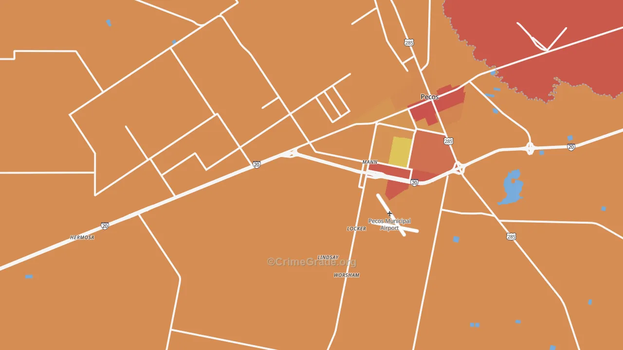 Toyahvale, TX Map of Assault Rates