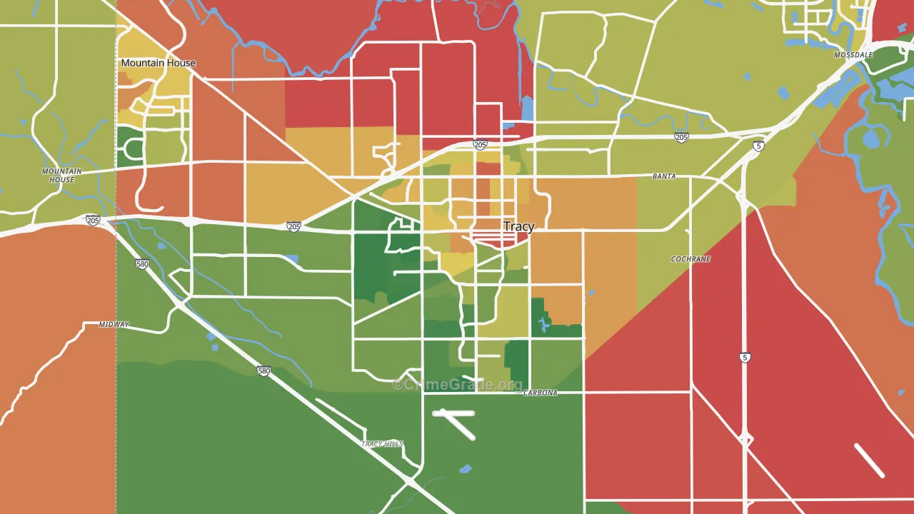 Tracy, CA Map of Assault Rates