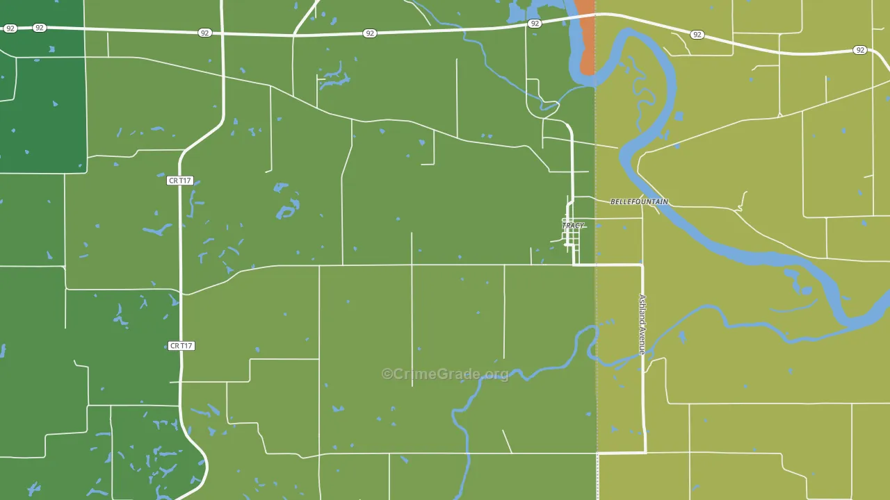 Tracy, IA Map of Assault Rates