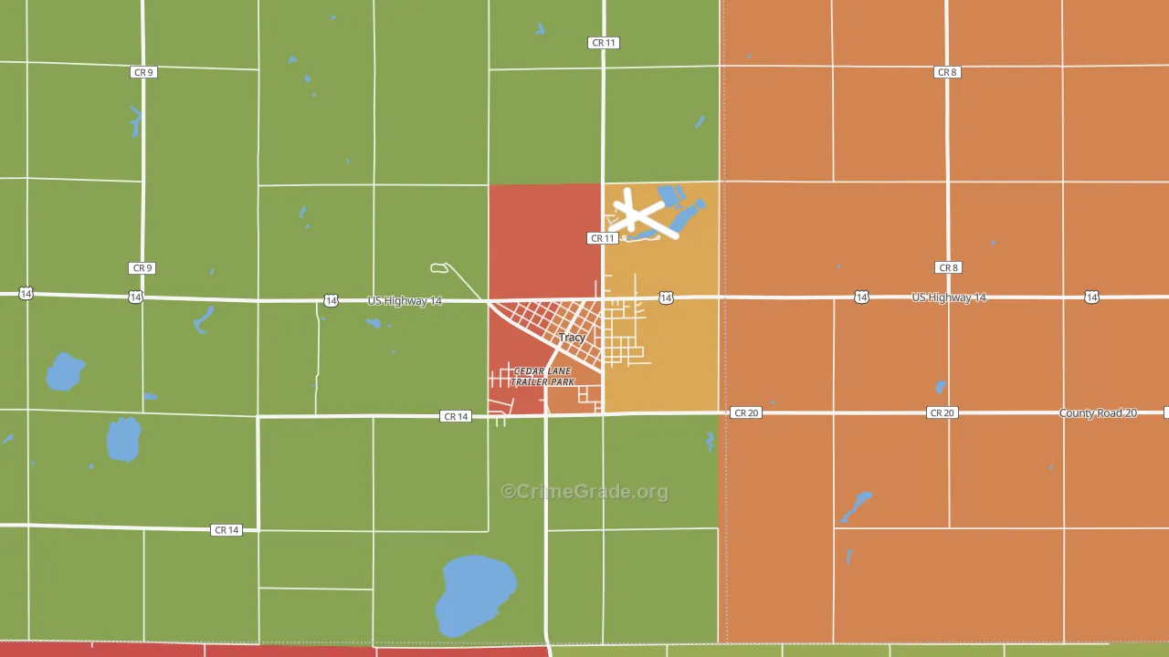 Tracy, MN Map of Assault Rates