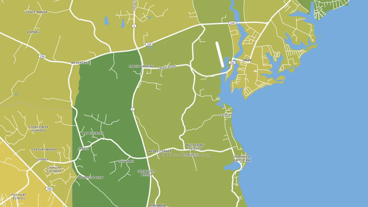 Tracys Landing, MD Map of Assault Rates