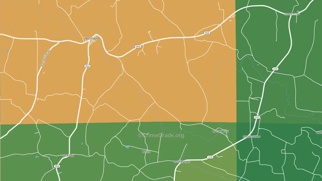 Trade City, PA Map of Assault Rates