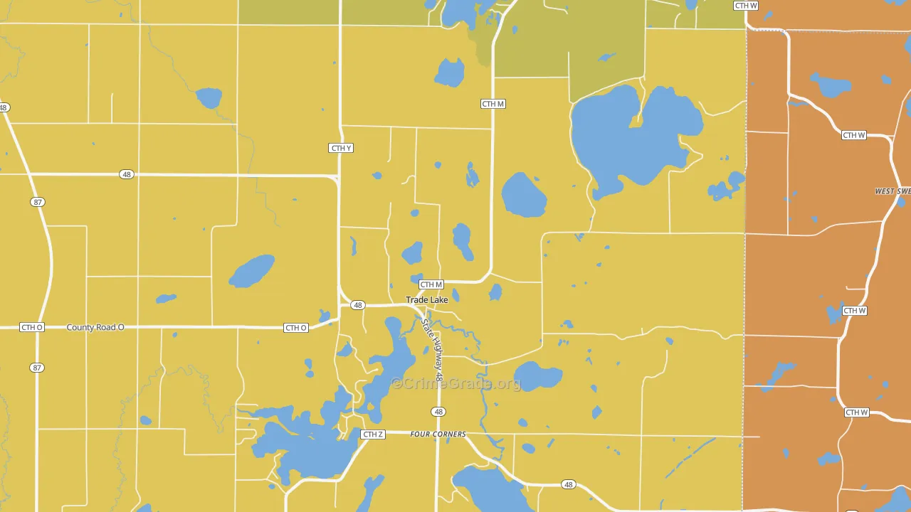 Trade Lake, WI Map of Assault Rates
