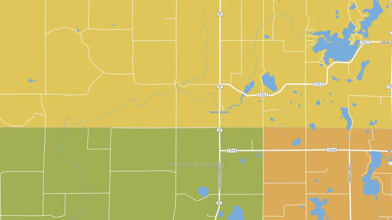 Trade River, WI Map of Assault Rates
