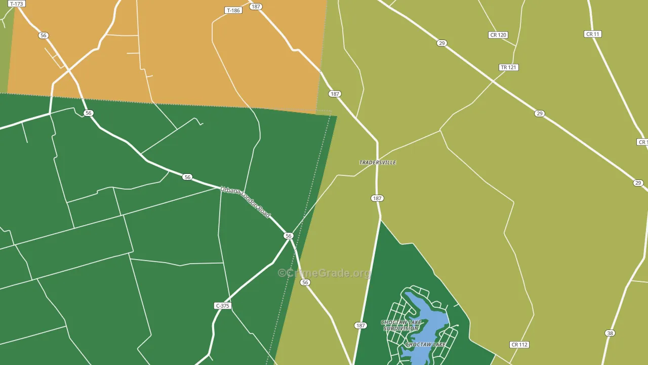 Tradersville, OH Map of Assault Rates