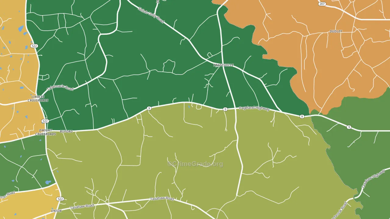 Tradesville, SC Map of Assault Rates