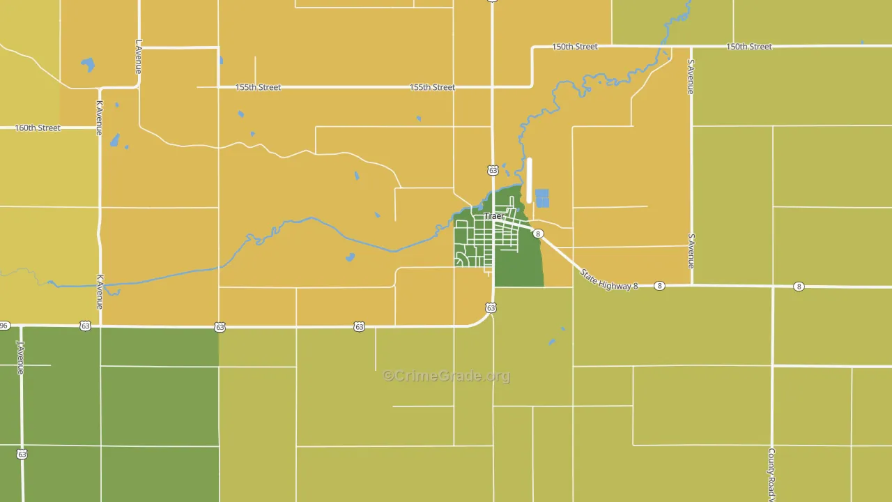 Traer, IA Map of Assault Rates