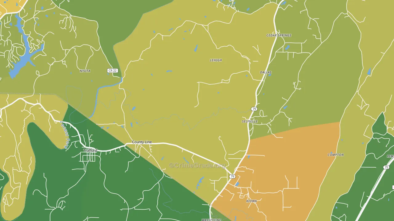 Trafford, AL Map of Assault Rates