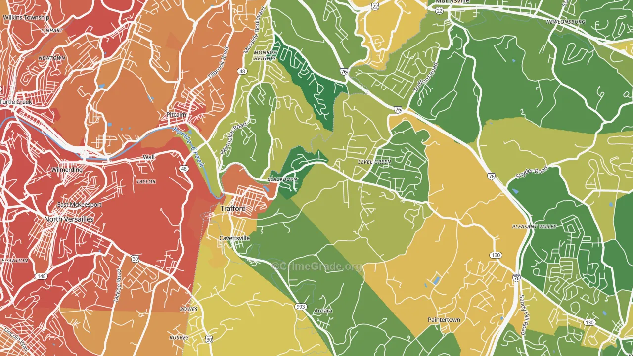 Trafford, PA Map of Assault Rates