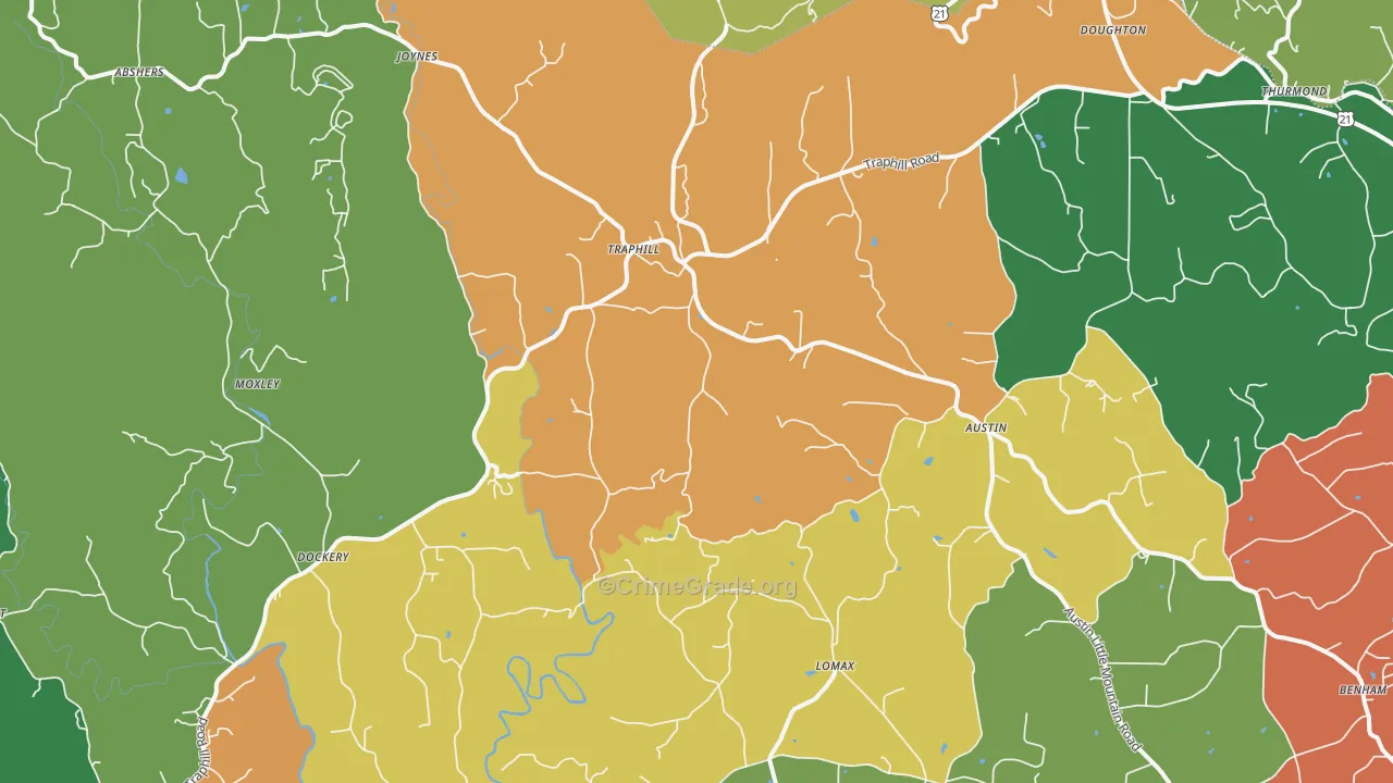 Traphill, NC Map of Assault Rates