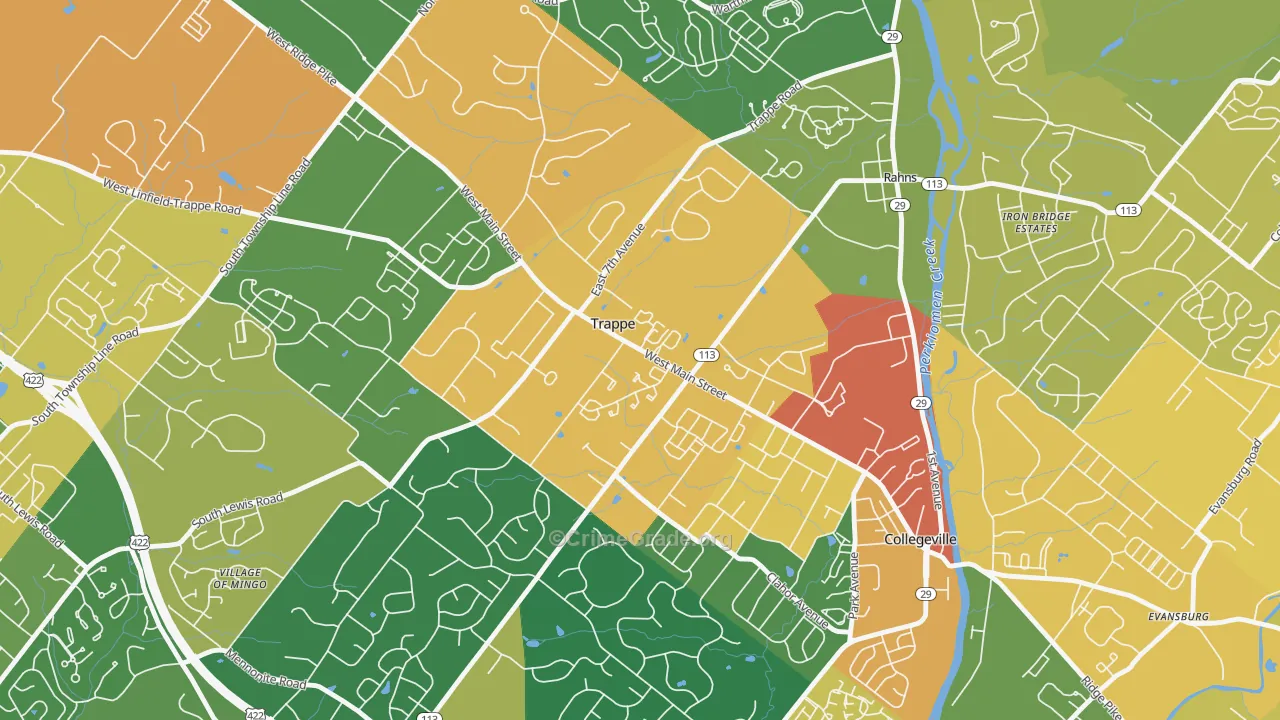 Trappe, PA Map of Assault Rates