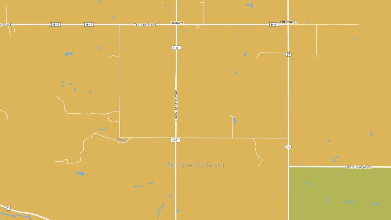 Traunik, MI Map of Assault Rates