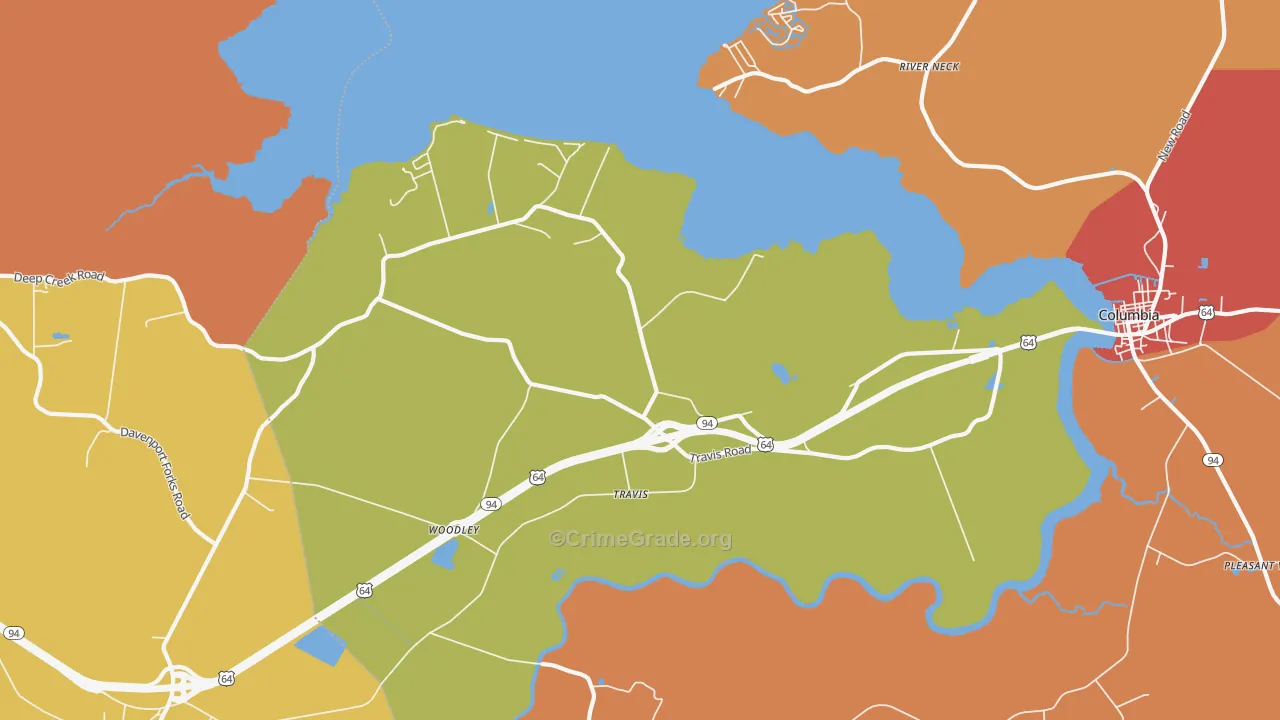 Travis, NC Map of Assault Rates