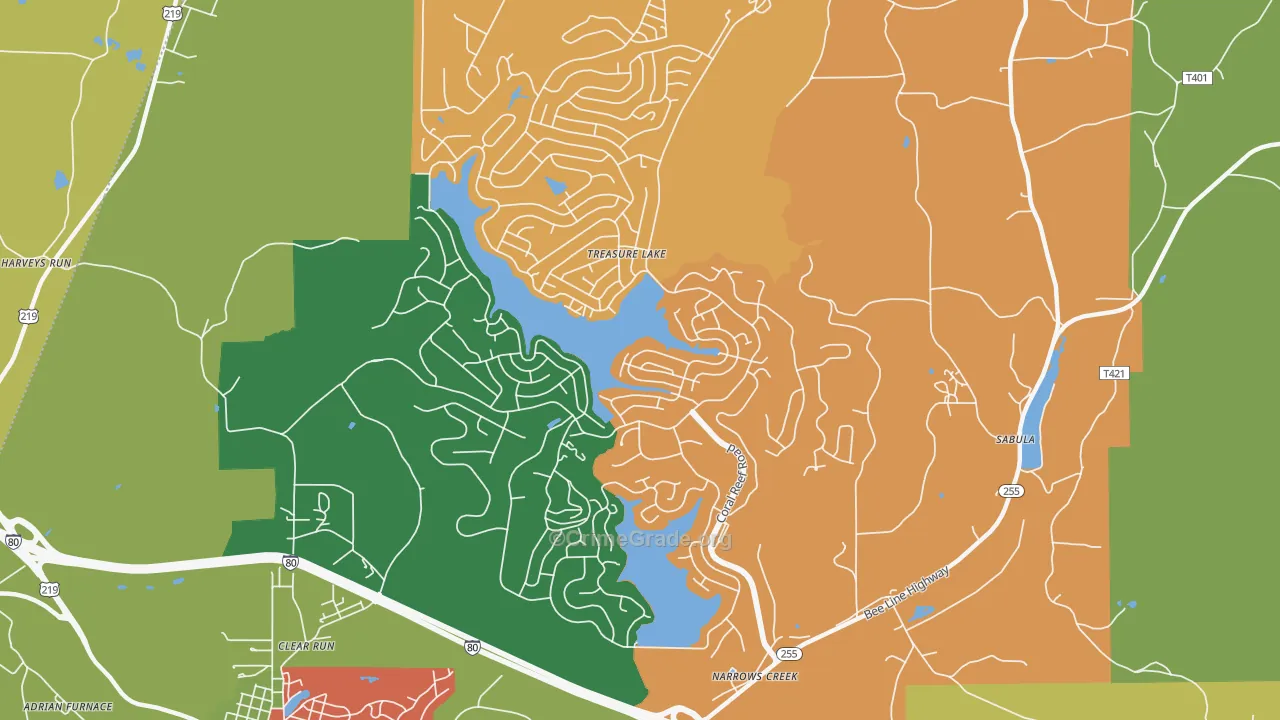 Treasure Lake, PA Map of Assault Rates