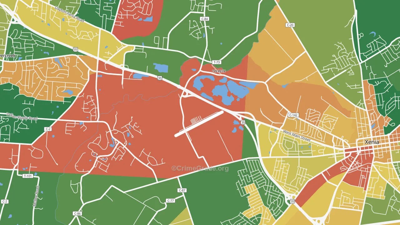 Trebeins, OH Map of Assault Rates