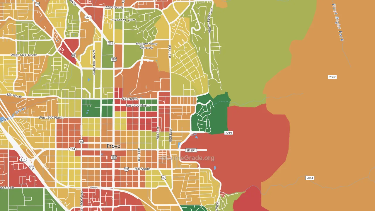 Tree Streets, Provo, UT Map of Assault Rates