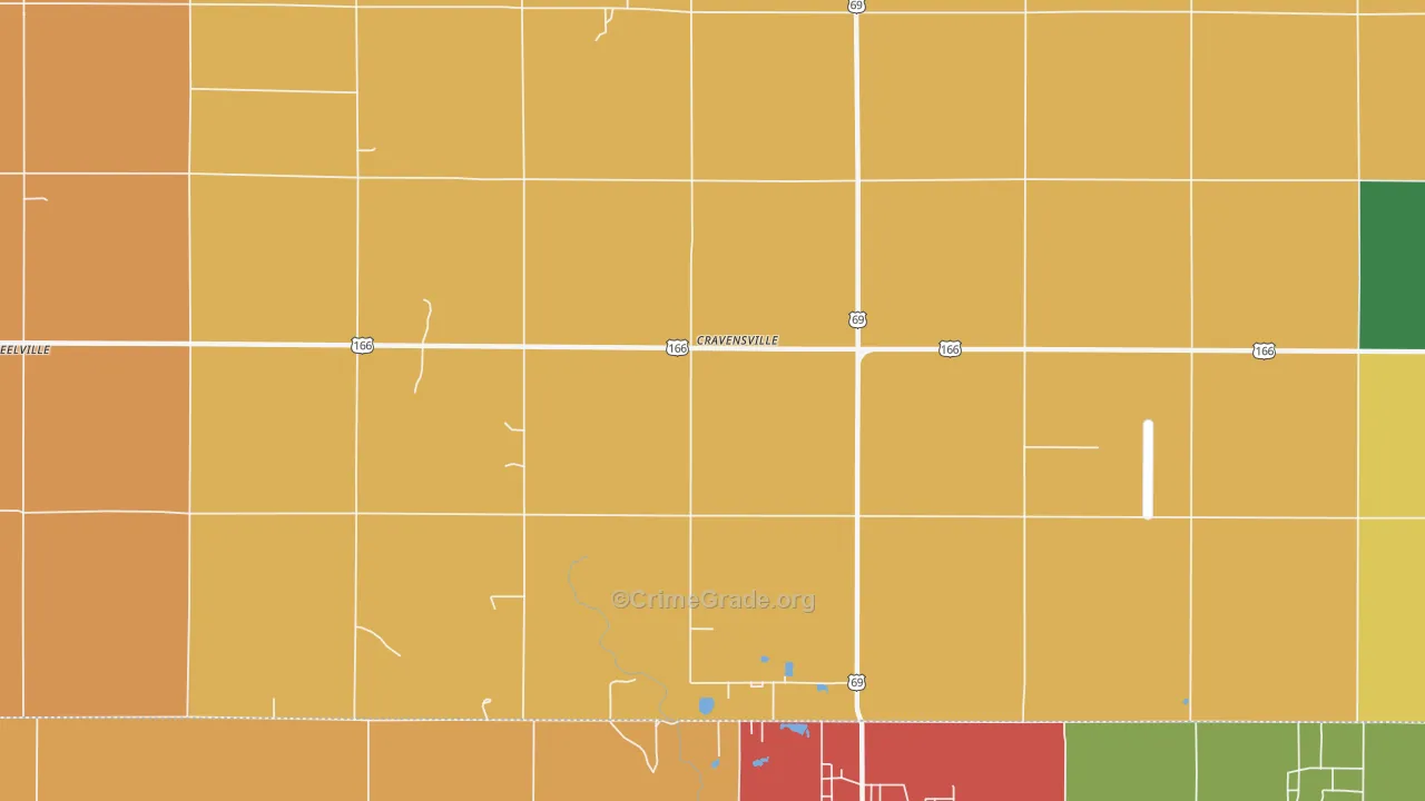 Treece, KS Map of Assault Rates