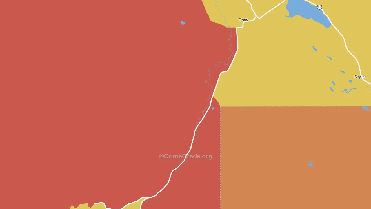 Trego, MT Map of Assault Rates