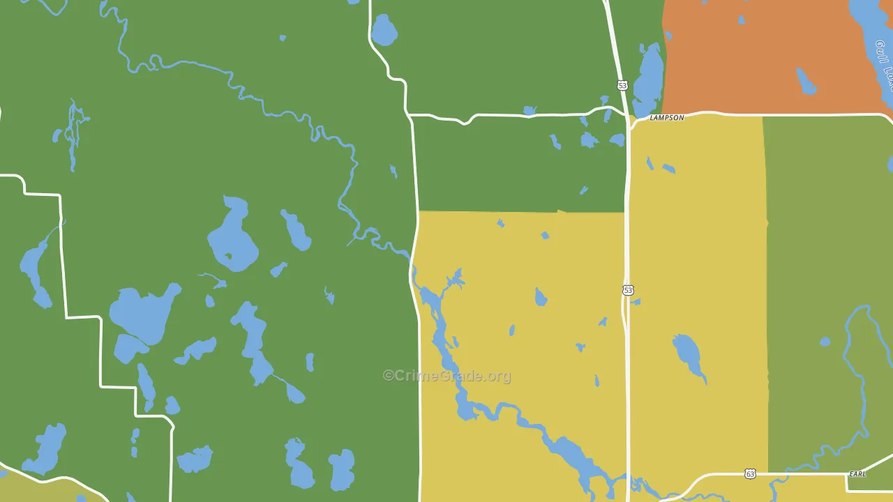 Trego, WI Map of Assault Rates
