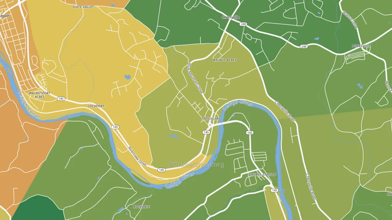 Treichlers, PA Map of Assault Rates