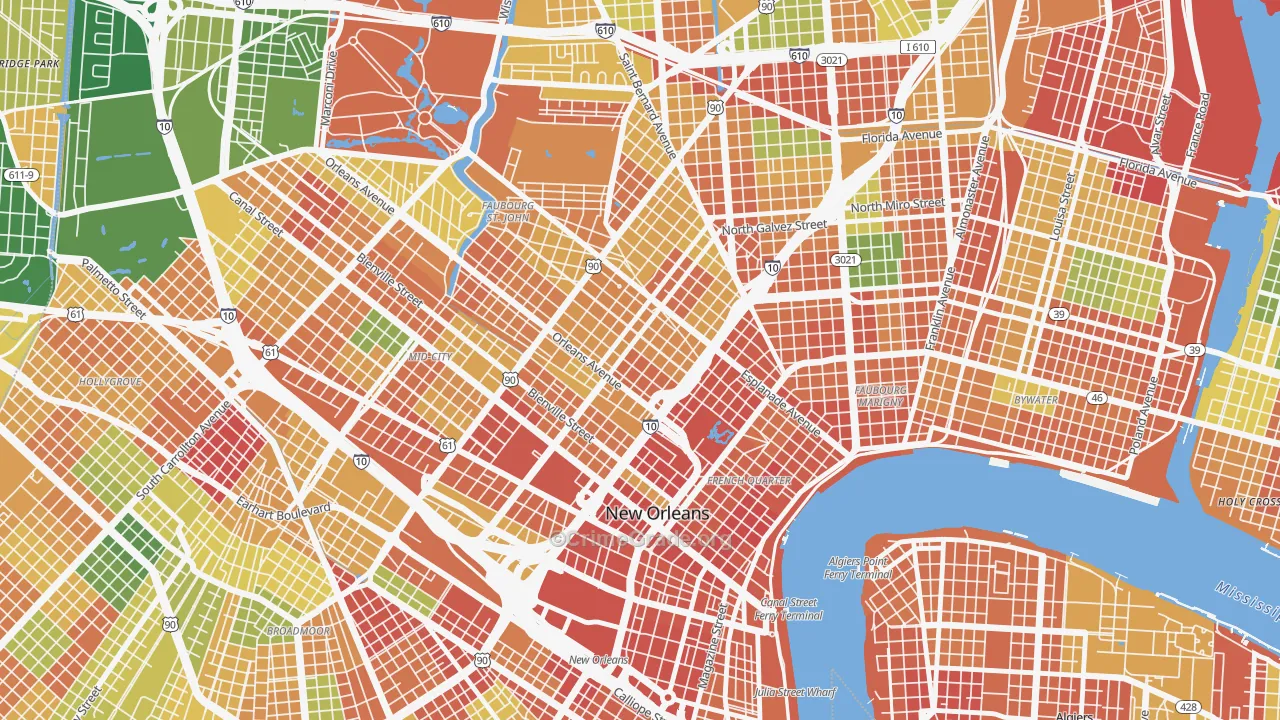 Treme' Lafitte, New Orleans, LA Map of Assault Rates