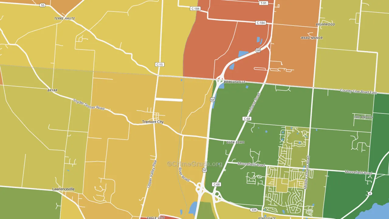 Tremont City, OH Map of Assault Rates