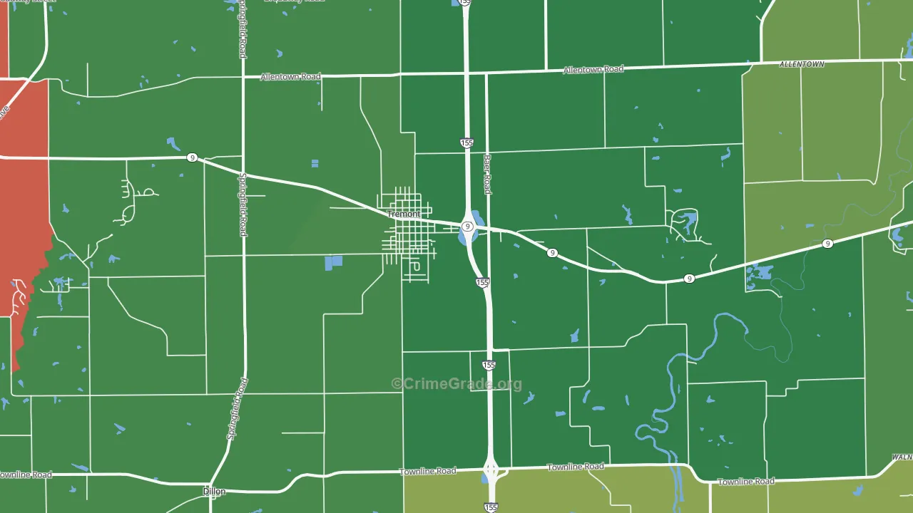 Tremont, IL Map of Assault Rates