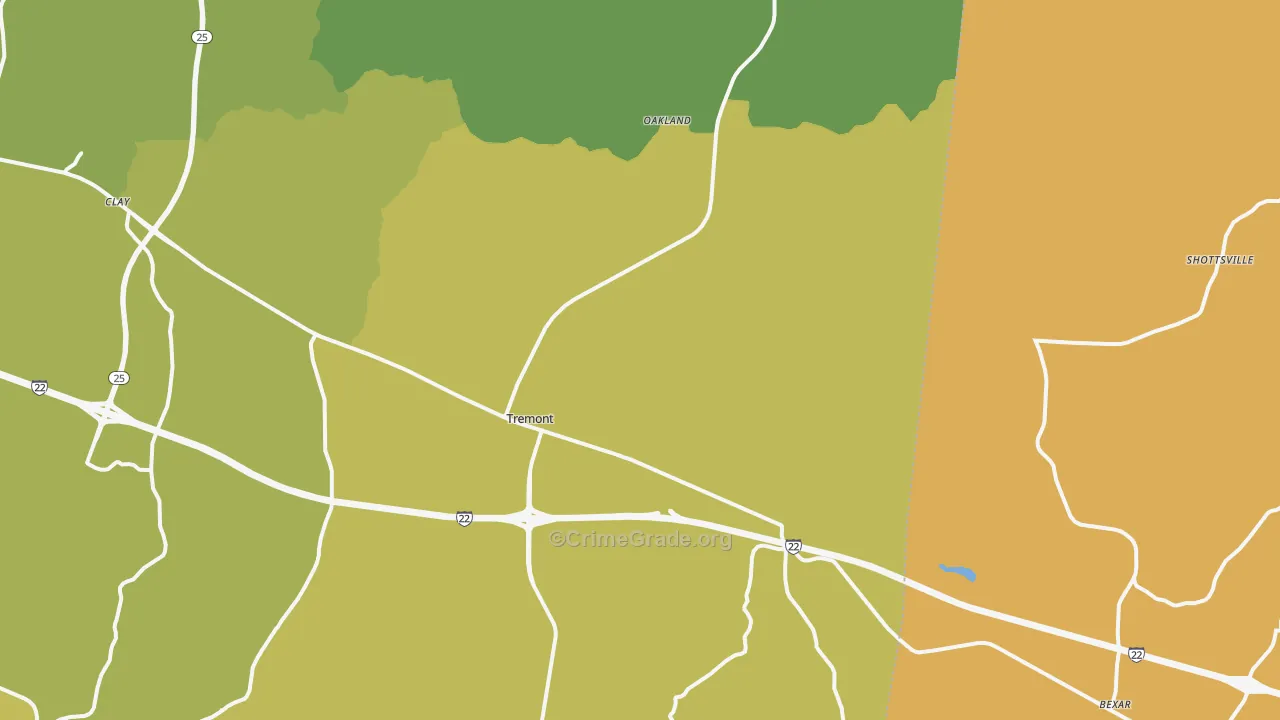 Tremont, MS Map of Assault Rates