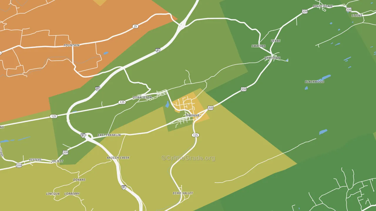 Tremont, PA Map of Assault Rates