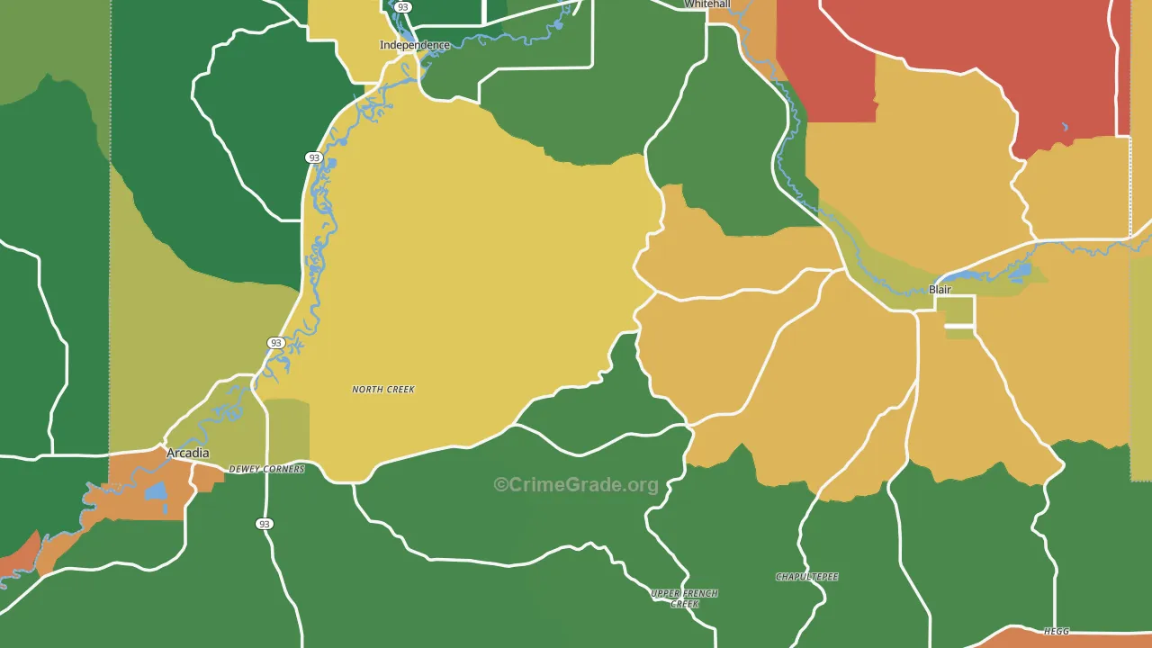 Trempealeau County, WI Map of Assault Rates