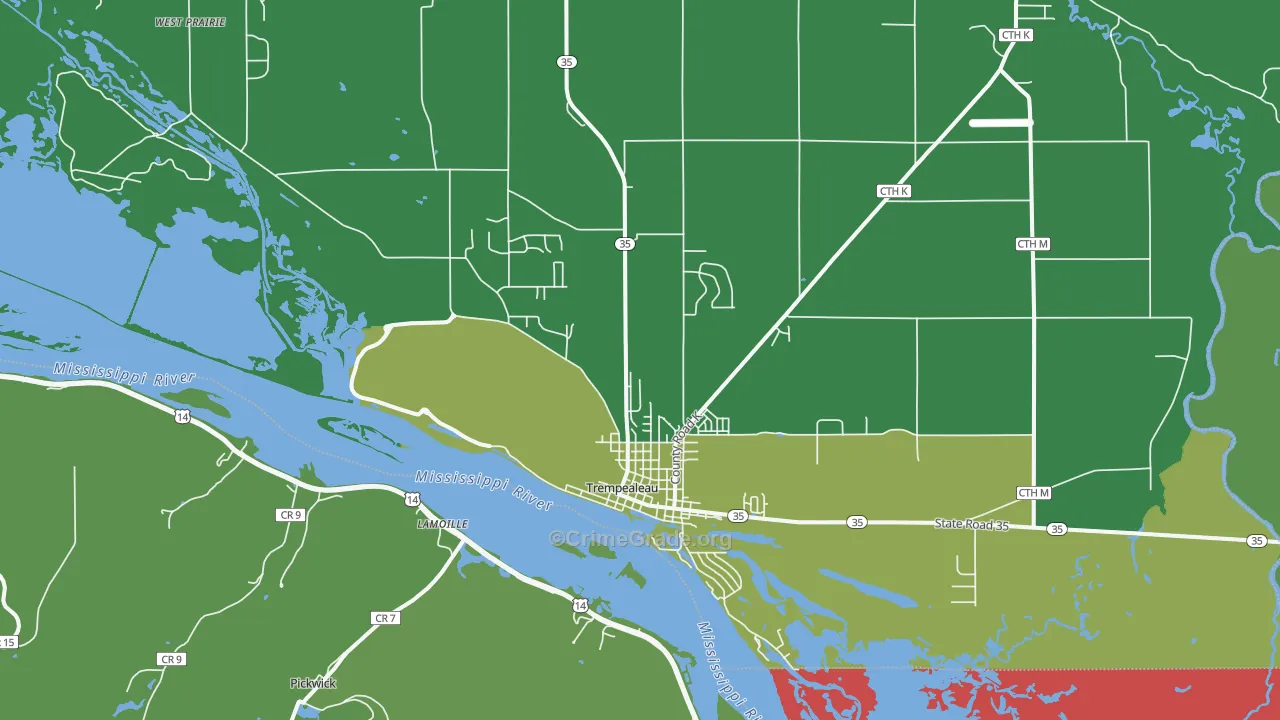 Trempealeau, WI Map of Assault Rates